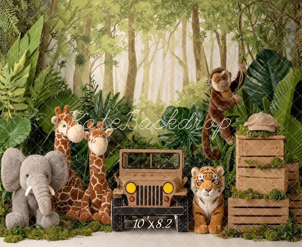 Kate Jungle Jeep Tiger Giraffe Elephant Backdrop Designed by Emetselch - Image 6