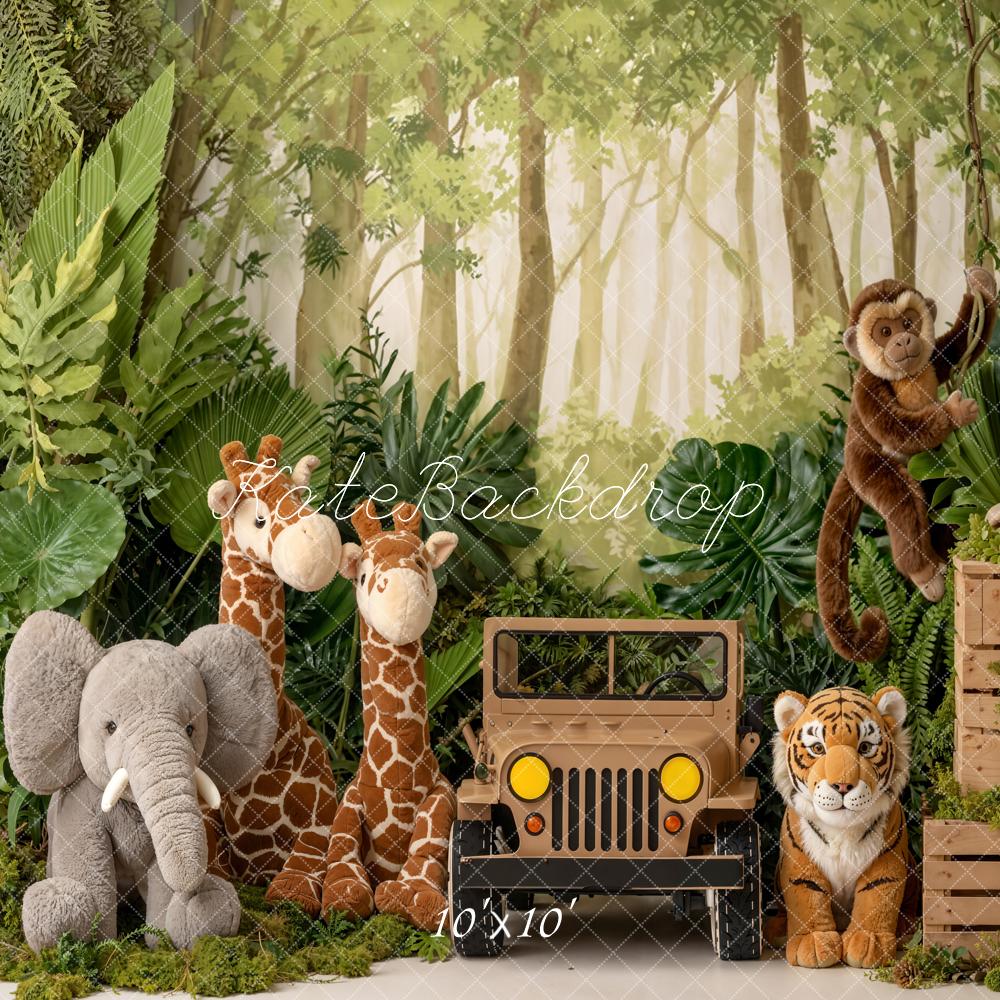 Kate Jungle Jeep Tiger Giraffe Elephant Backdrop Designed by Emetselch - Image 7
