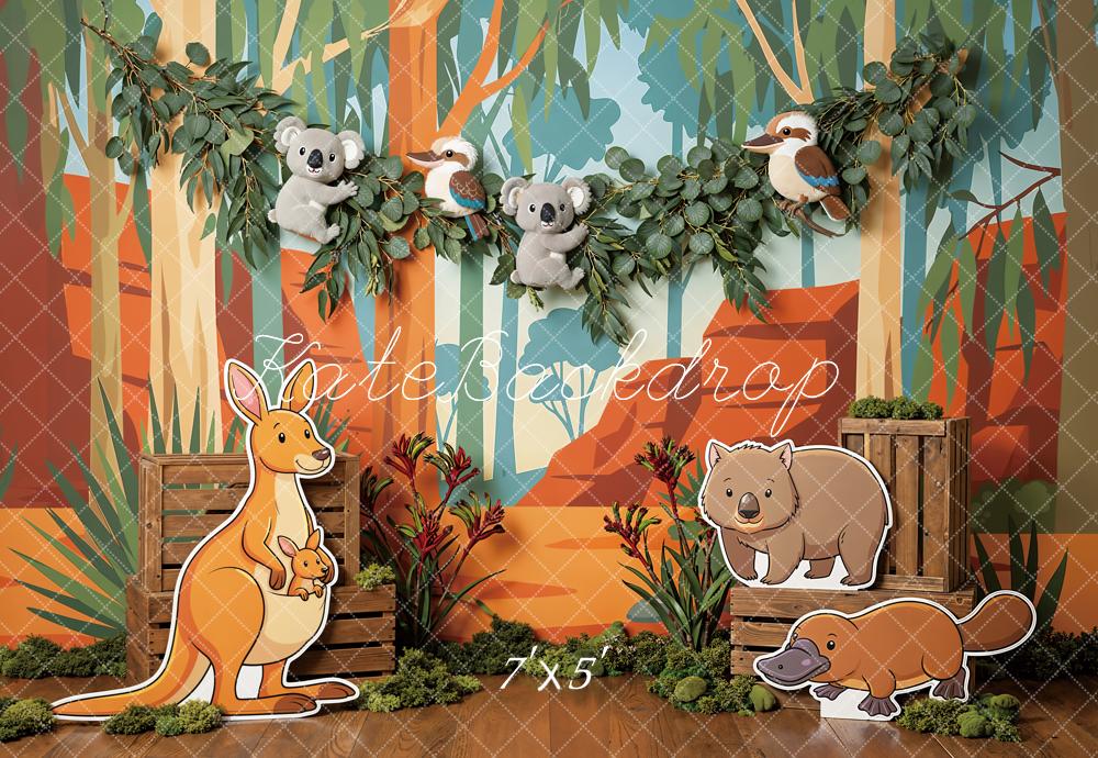 Kate Jungle Kangaroo Koala Cartoon Forest Backdrop Designed by Emstselch