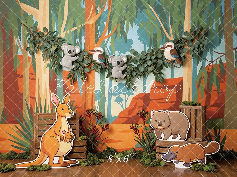 Kate Jungle Kangaroo Koala Cartoon Forest Backdrop Designed by Emstselch - Image 3