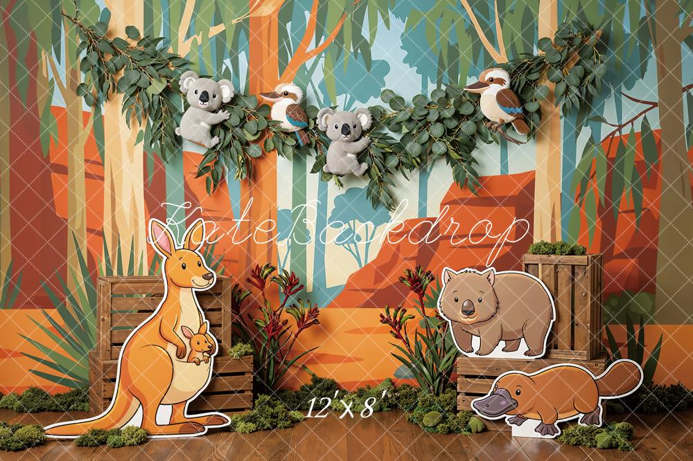 Kate Jungle Koala Kangaroo Wombat Platypus Fleece Backdrop Designed by Emstselch - Image 4