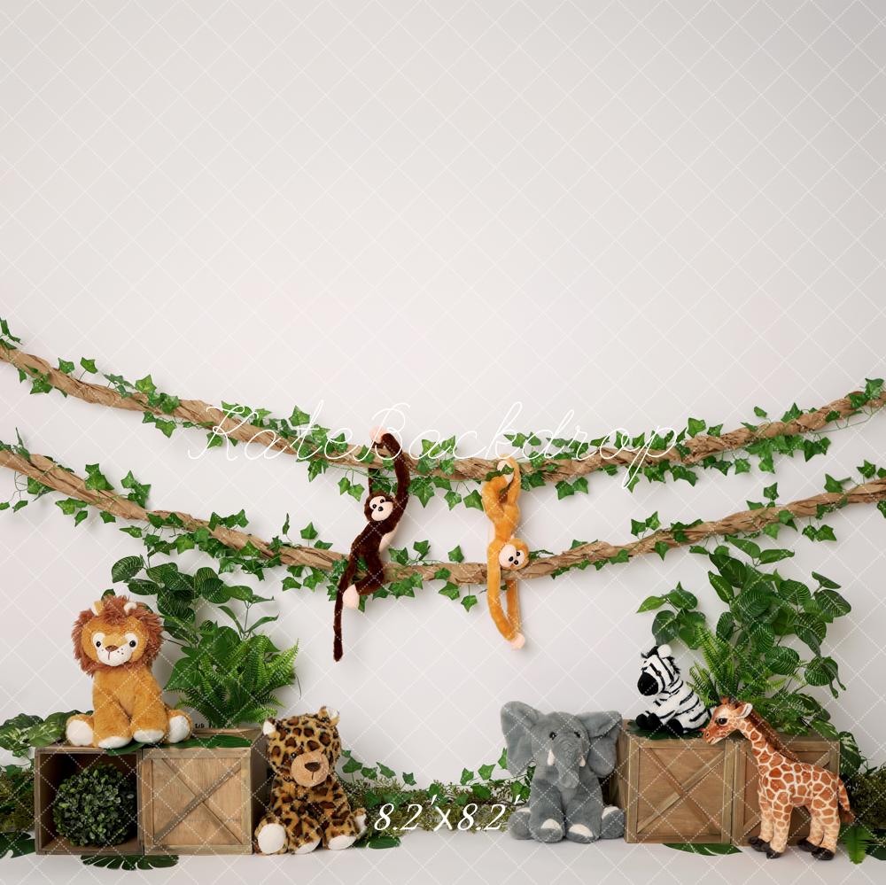 Kate Jungle Plush Animals Wooden Crates Greenery Backdrop Designed by Melissa King - Image 5