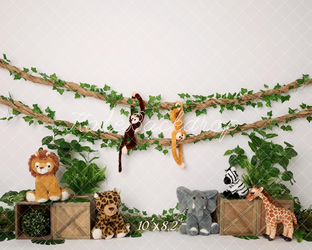 Kate Jungle Plush Animals Wooden Crates Greenery Backdrop Designed by Melissa King - Image 6