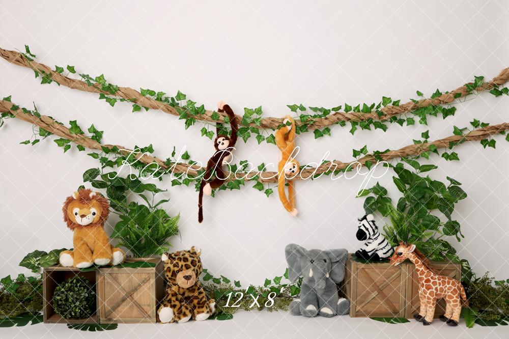 Kate Jungle Plush Animals Wooden Crates Greenery Backdrop Designed by Melissa King - Image 8