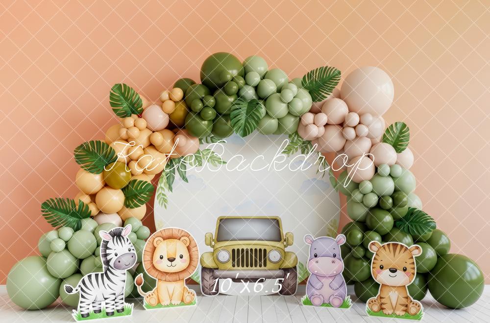 Kate Jungle Safari Jeep Balloon Arch Fleece Backdrop Designed by Patty Robert - Image 2