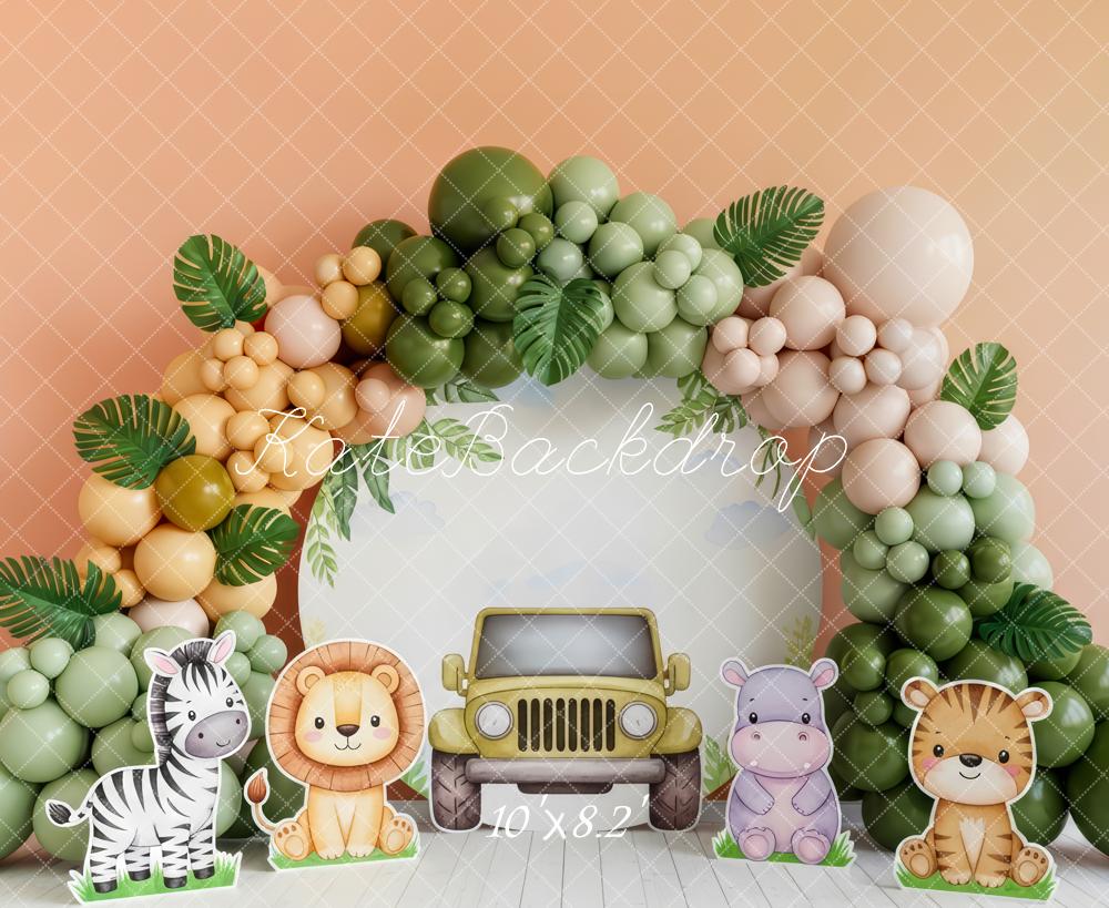 Kate Jungle Safari Jeep Balloon Arch Fleece Backdrop Designed by Patty Robert - Image 3