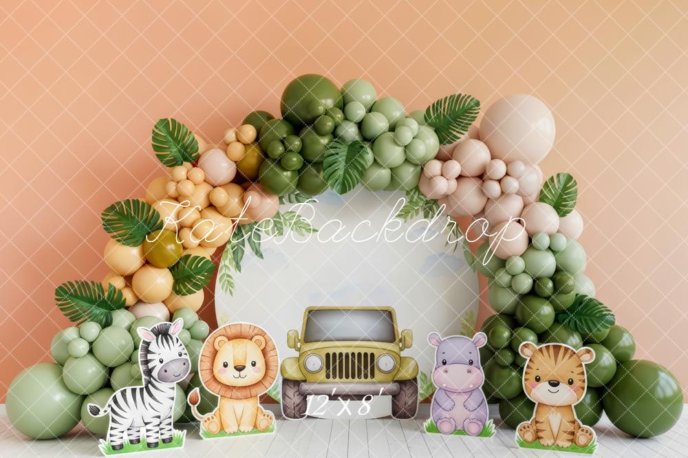 Kate Jungle Safari Jeep Balloon Arch Fleece Backdrop Designed by Patty Robert - Image 4