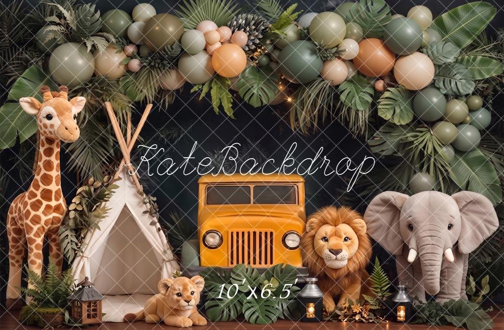 Kate Jungle Safari Jeep Lion Elephant Giraffe Backdrop Designed by Chain Photography - Image 4