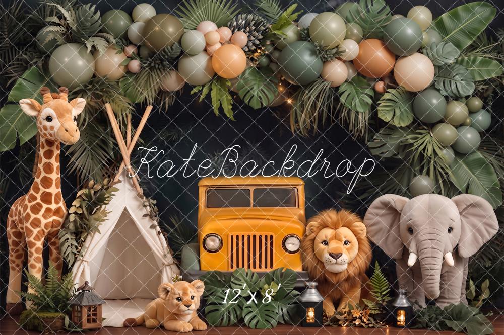 Kate Jungle Safari Jeep Lion Elephant Giraffe Backdrop Designed by Chain Photography - Image 8
