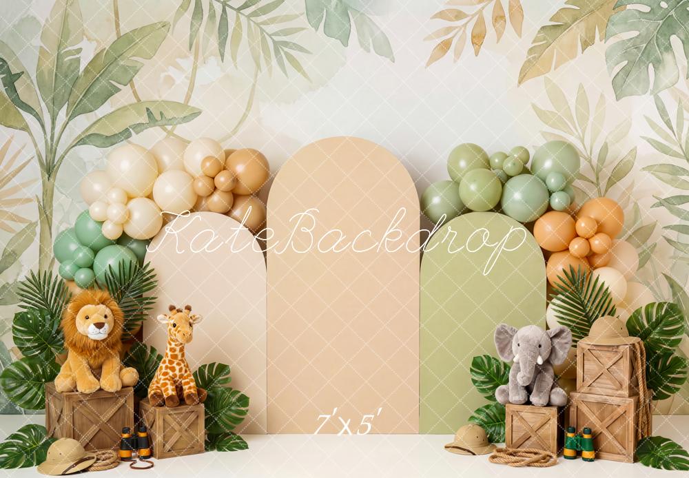 Kate Jungle Safari Plush Animals Balloons Greenery Backdrop Designed by Patty Robert - Image 2
