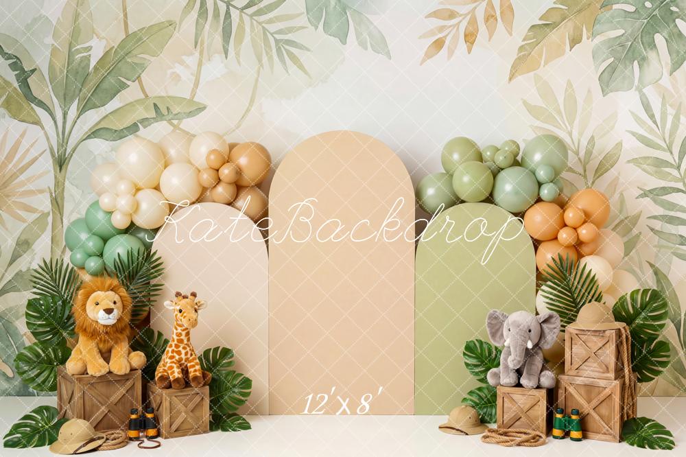 Kate Jungle Safari Plush Animals Balloons Greenery Backdrop Designed by Patty Robert - Image 9