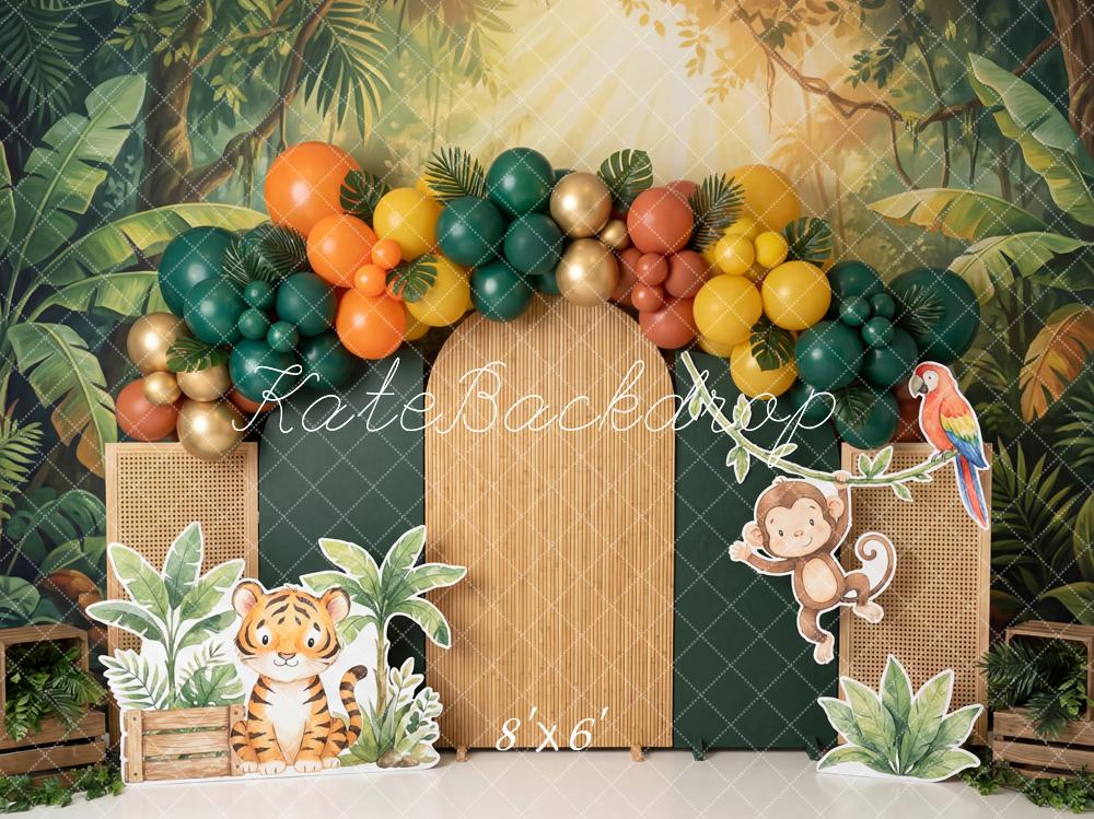 Kate Jungle Tiger Monkey Balloons Greenery Backdrop Designed by Patty Robert - Image 3