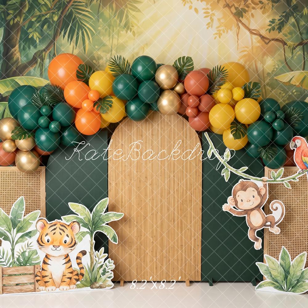 Kate Jungle Tiger Monkey Balloons Greenery Backdrop Designed by Patty Robert - Image 5