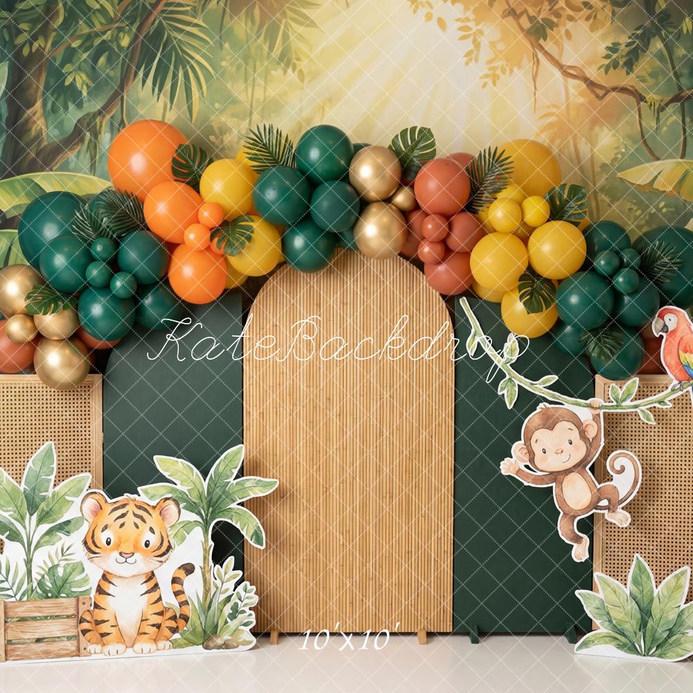 Kate Jungle Tiger Monkey Balloons Greenery Backdrop Designed by Patty Robert - Image 7