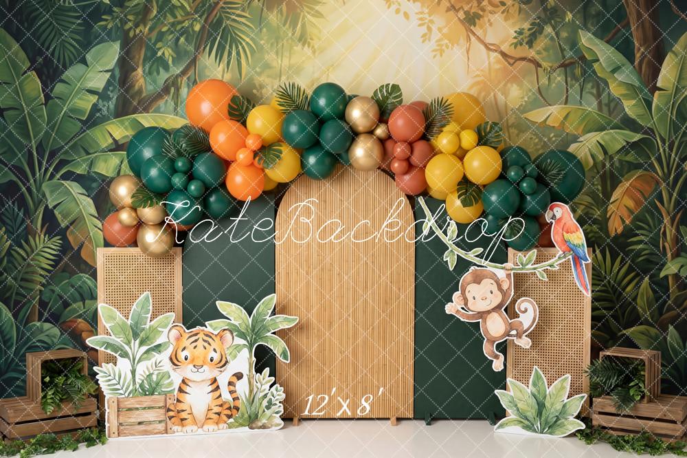 Kate Jungle Tiger Monkey Balloons Greenery Backdrop Designed by Patty Robert - Image 8