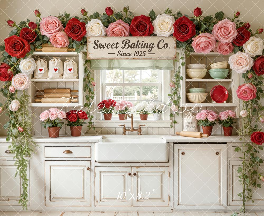 Kate Kitchen Roses Baked Goods Vintage Fleece Backdrop Designed by Emstselch - Image 3
