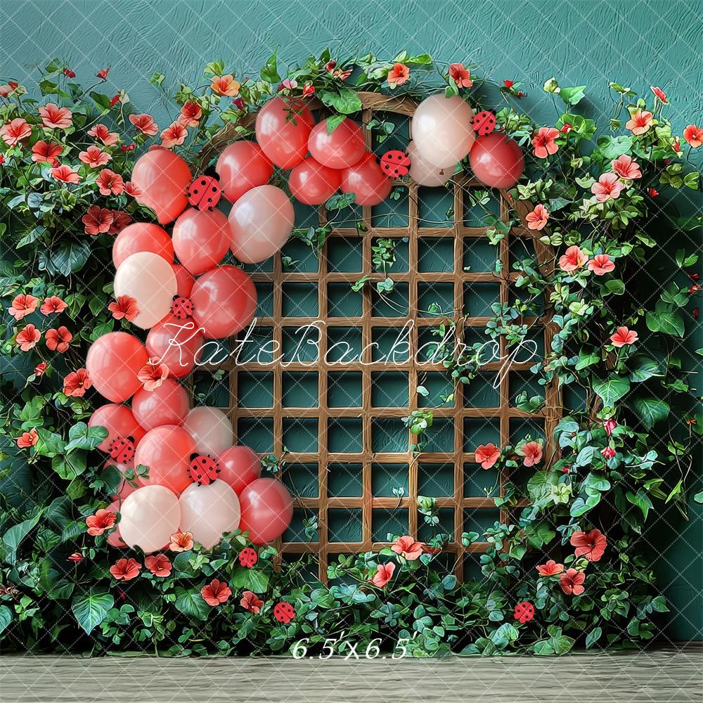 Kate Ladybug Trellis Floral Balloons Backdrop Designed by Laura Bybee - Image 2
