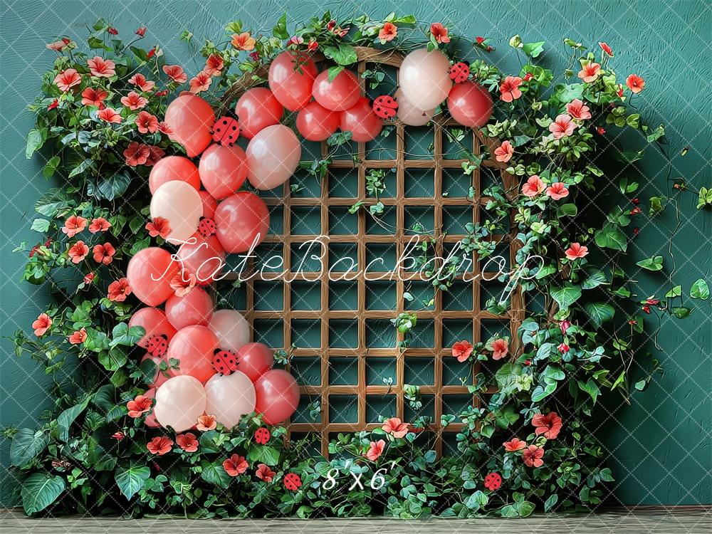 Kate Ladybug Trellis Floral Balloons Backdrop Designed by Laura Bybee - Image 3