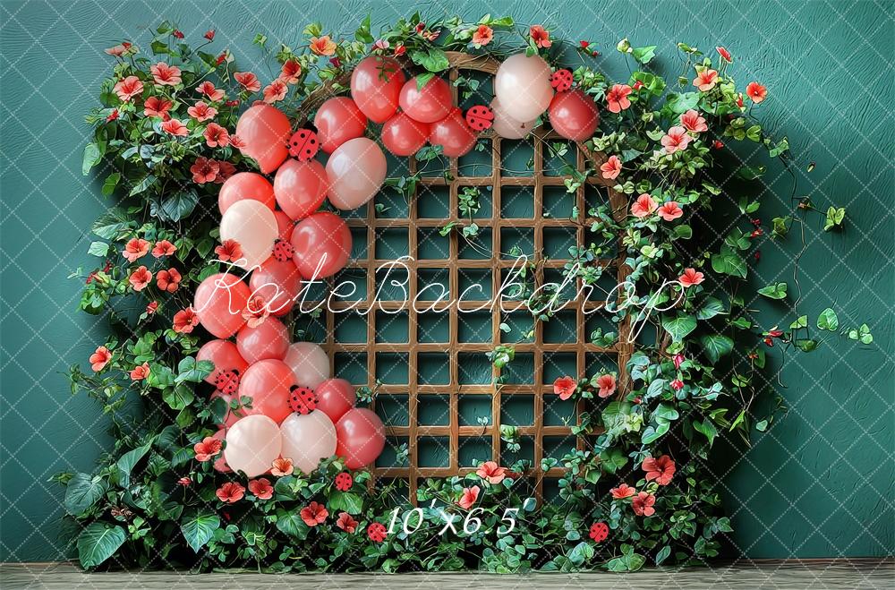 Kate Ladybug Trellis Floral Balloons Backdrop Designed by Laura Bybee - Image 4