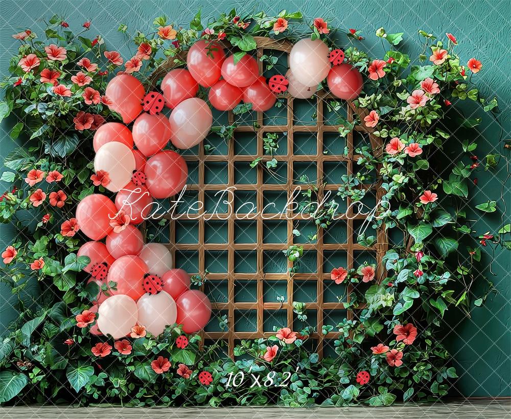 Kate Ladybug Trellis Floral Balloons Backdrop Designed by Laura Bybee - Image 5