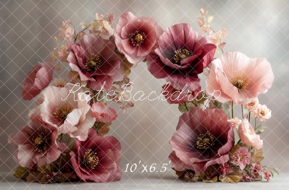 Kate Large Burgundy Pink Flower Arch Backdrop Designed by Patty Robert - Image 4