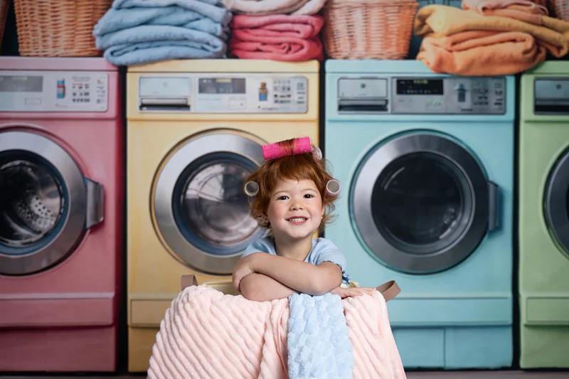 Kate Laundry Day Colorful Washing Machine Backdrop Designed by Chain Photography - Image 3