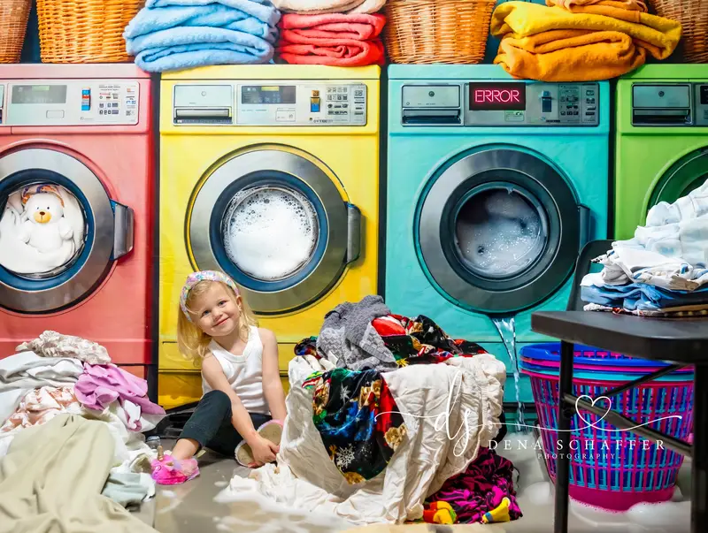 Kate Laundry Day Colorful Washing Machine Backdrop Designed by Chain Photography - Image 4
