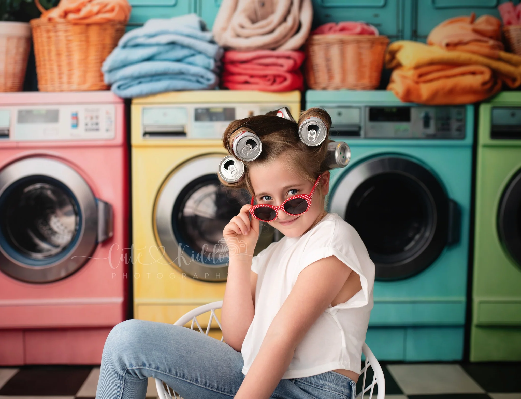 Kate Laundry Day Colorful Washing Machine Backdrop Designed by Chain Photography - Image 8