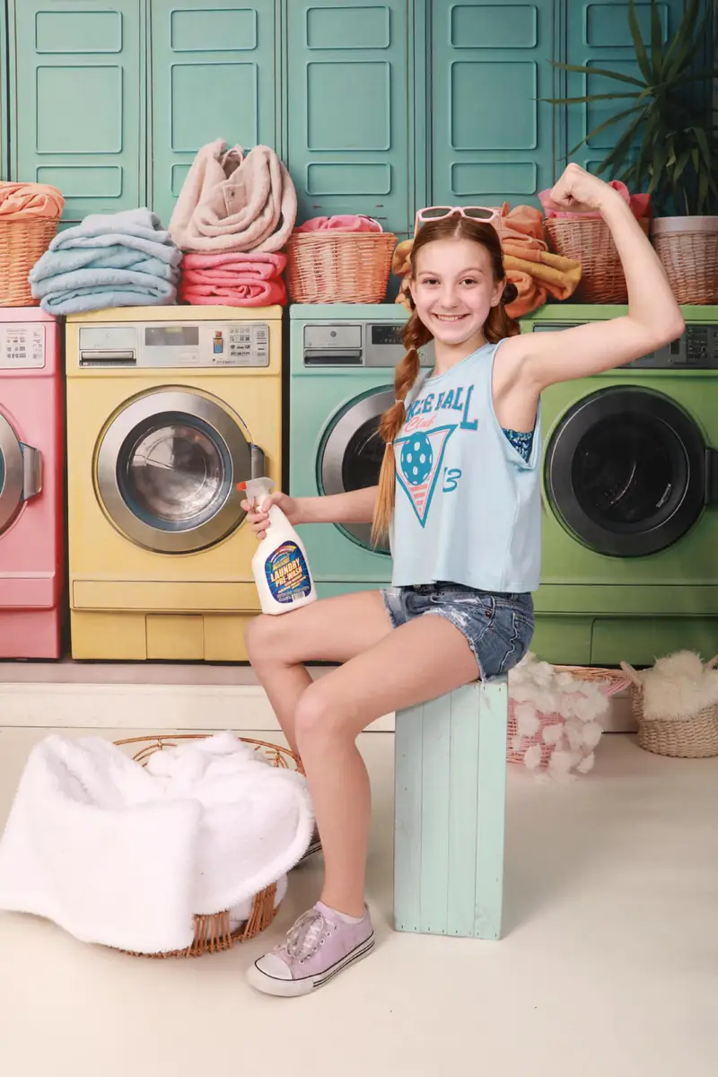 Kate Laundry Day Colorful Washing Machine Spring Fleece Backdrop Designed by Chain Photography - Image 10