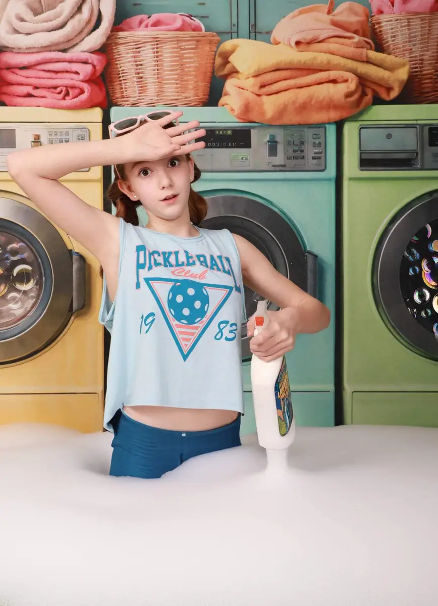 Kate Laundry Day Colorful Washing Machine Spring Fleece Backdrop Designed by Chain Photography - Image 8