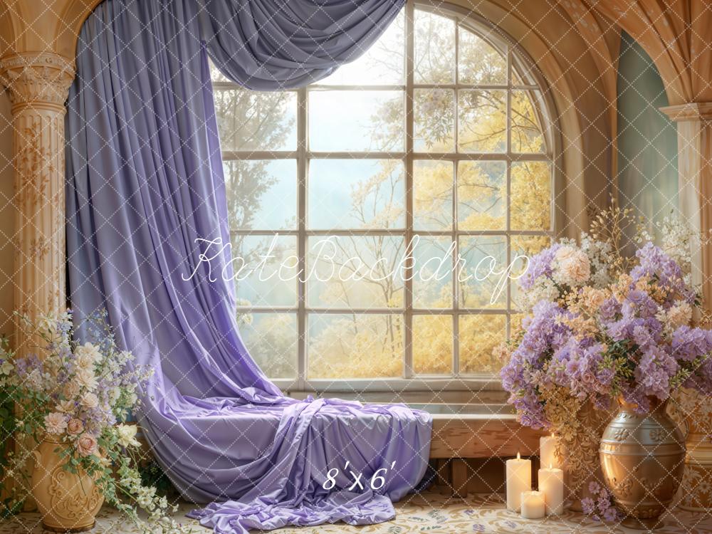 Kate Lavender Curtain Window Floral Candles Backdrop Designed by Emetselch - Image 3