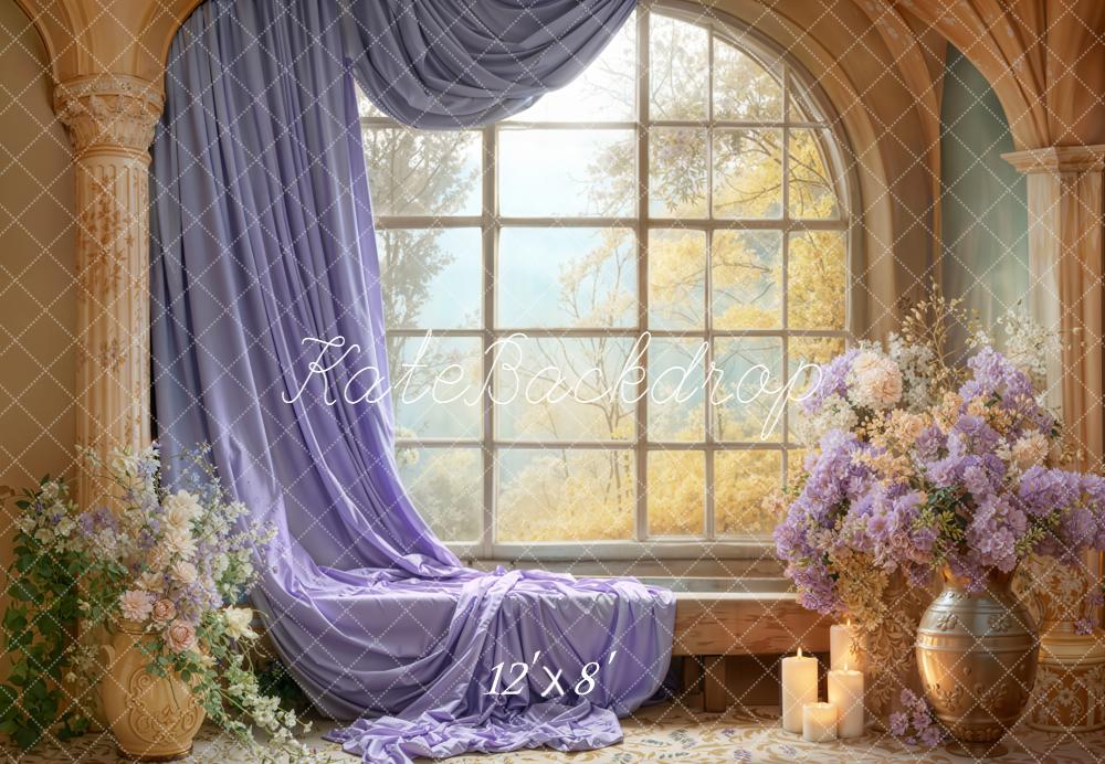 Kate Lavender Curtain Window Floral Candles Backdrop Designed by Emetselch - Image 8