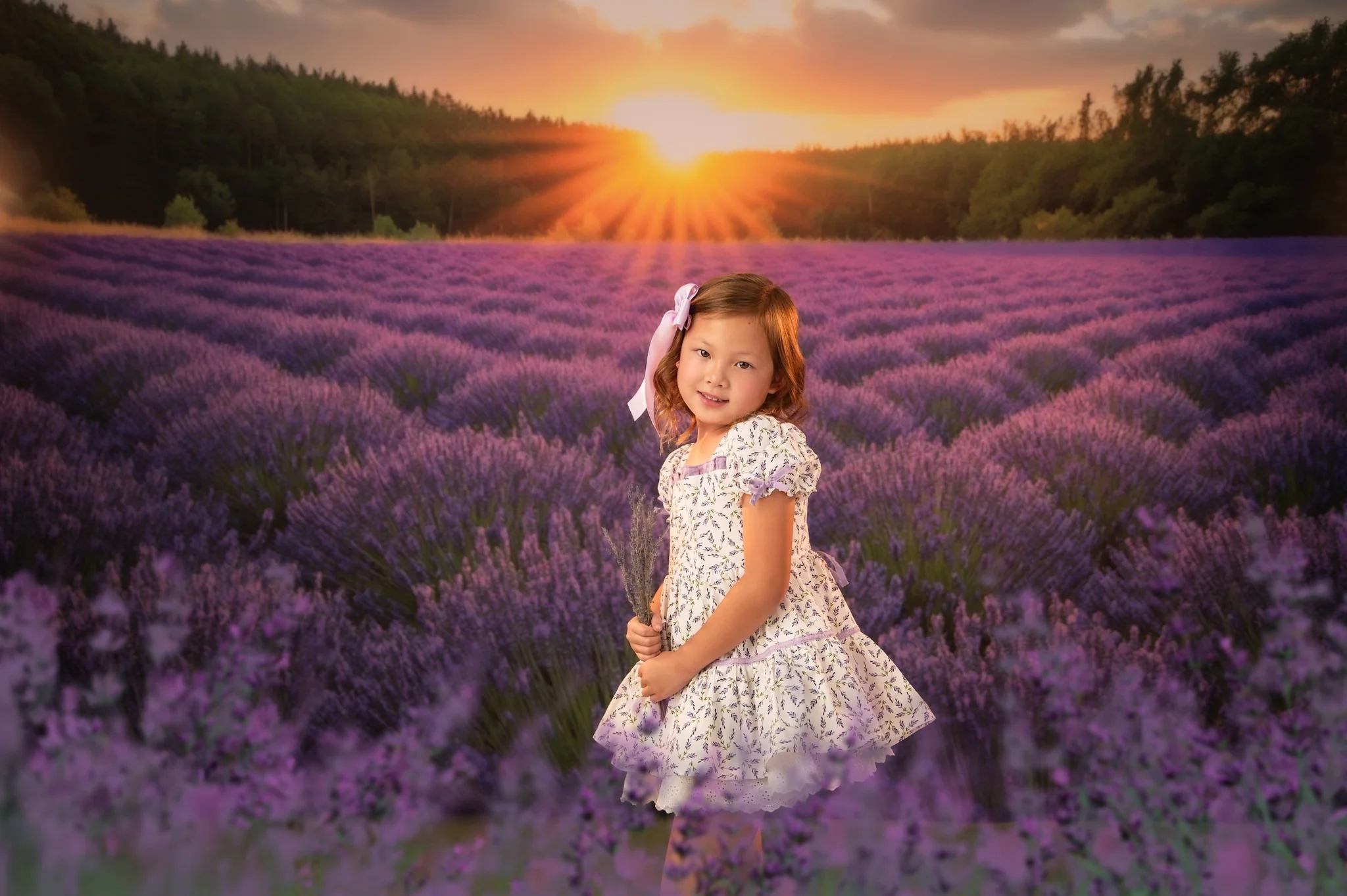 Kate Lavender Field Sunshine Backdrop Designed by Mini MakeBelieve
