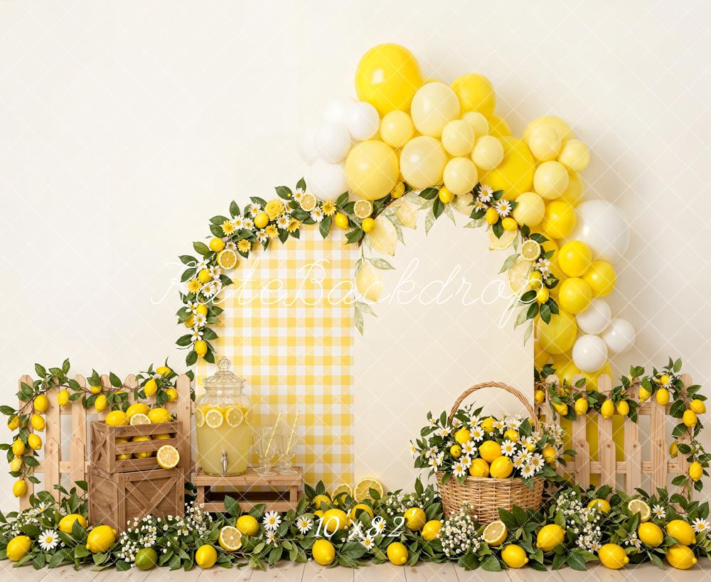 Kate Lemon Balloon Arch Wooden Crate Fleece Backdrop Designed by Emetselch - Image 3