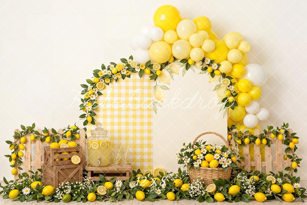 Kate Lemon Balloon Arch Wooden Crate Fleece Backdrop Designed by Emetselch - Image 4