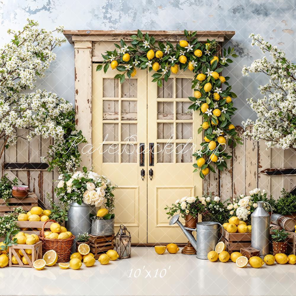 Kate Spring Lemon Blossom Crates Rustic Door Backdrop Designed by Emstselch - Image 7
