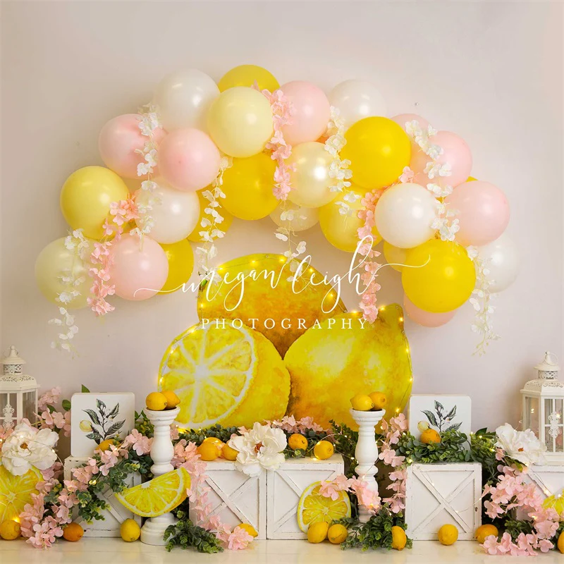 Kate Lemon Cake Smash Balloon Backdrop Designed by Megan Leigh Photography - Image 2