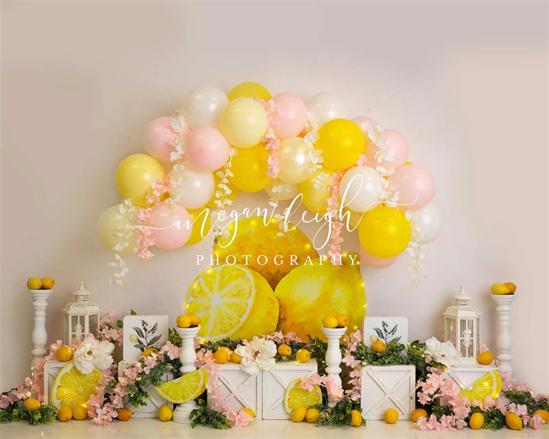 Kate Lemon Cake Smash Balloon Backdrop Designed by Megan Leigh Photography - Image 3