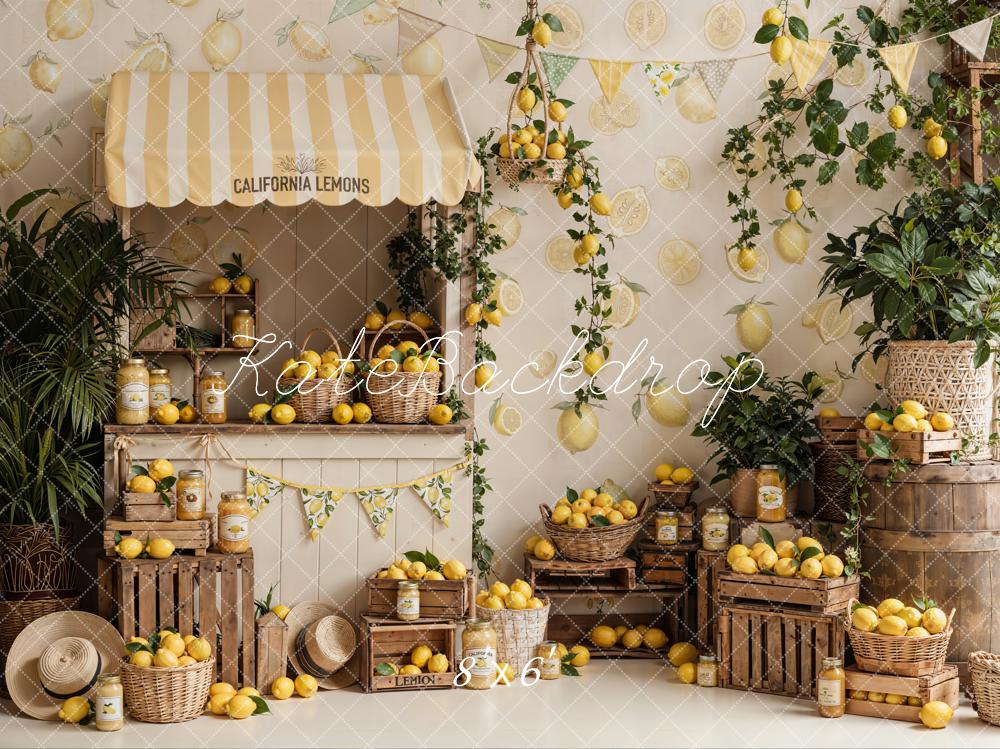 Kate Sumemr Lemon Market Stall Baskets Greenery Backdrop Designed by Emetselch - Image 3