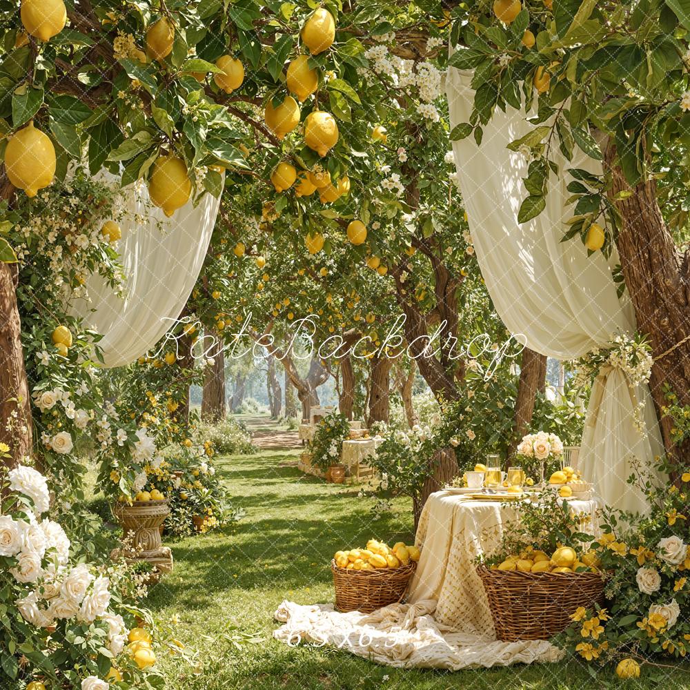 Kate Summer Lemon Orchard Picnic Backdrop Designed by Emetselch - Image 2