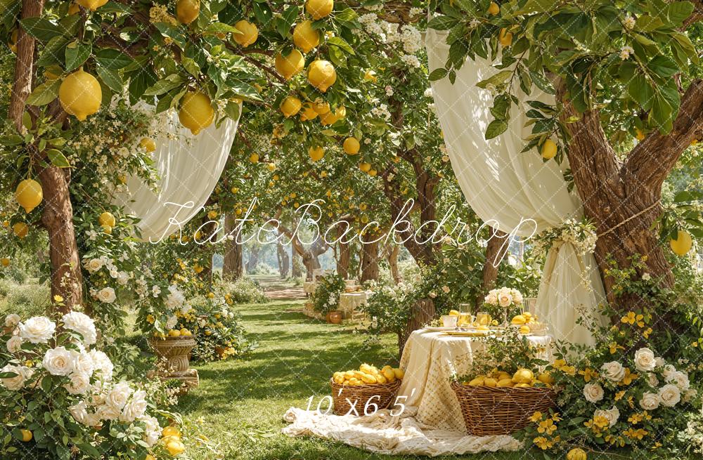 Kate Summer Lemon Orchard Picnic Backdrop Designed by Emetselch - Image 4