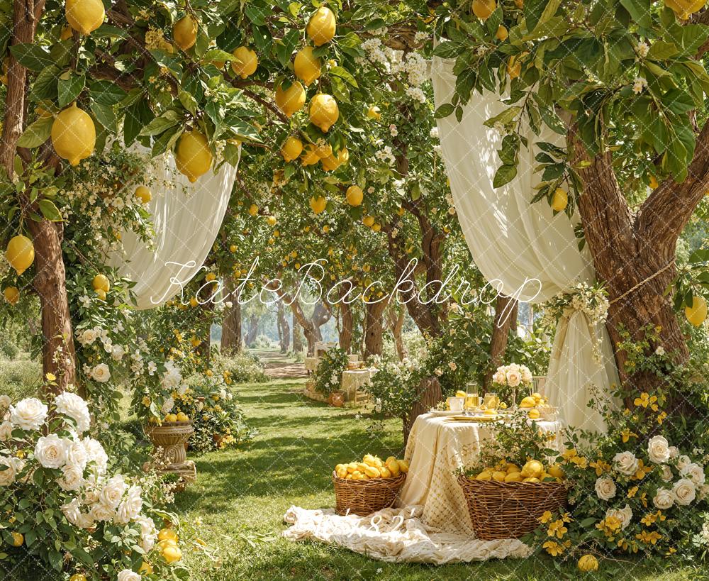 Kate Summer Lemon Orchard Picnic Backdrop Designed by Emetselch - Image 6