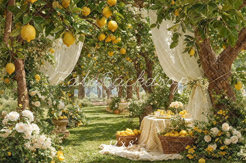Kate Summer Lemon Orchard Picnic Backdrop Designed by Emetselch - Image 8