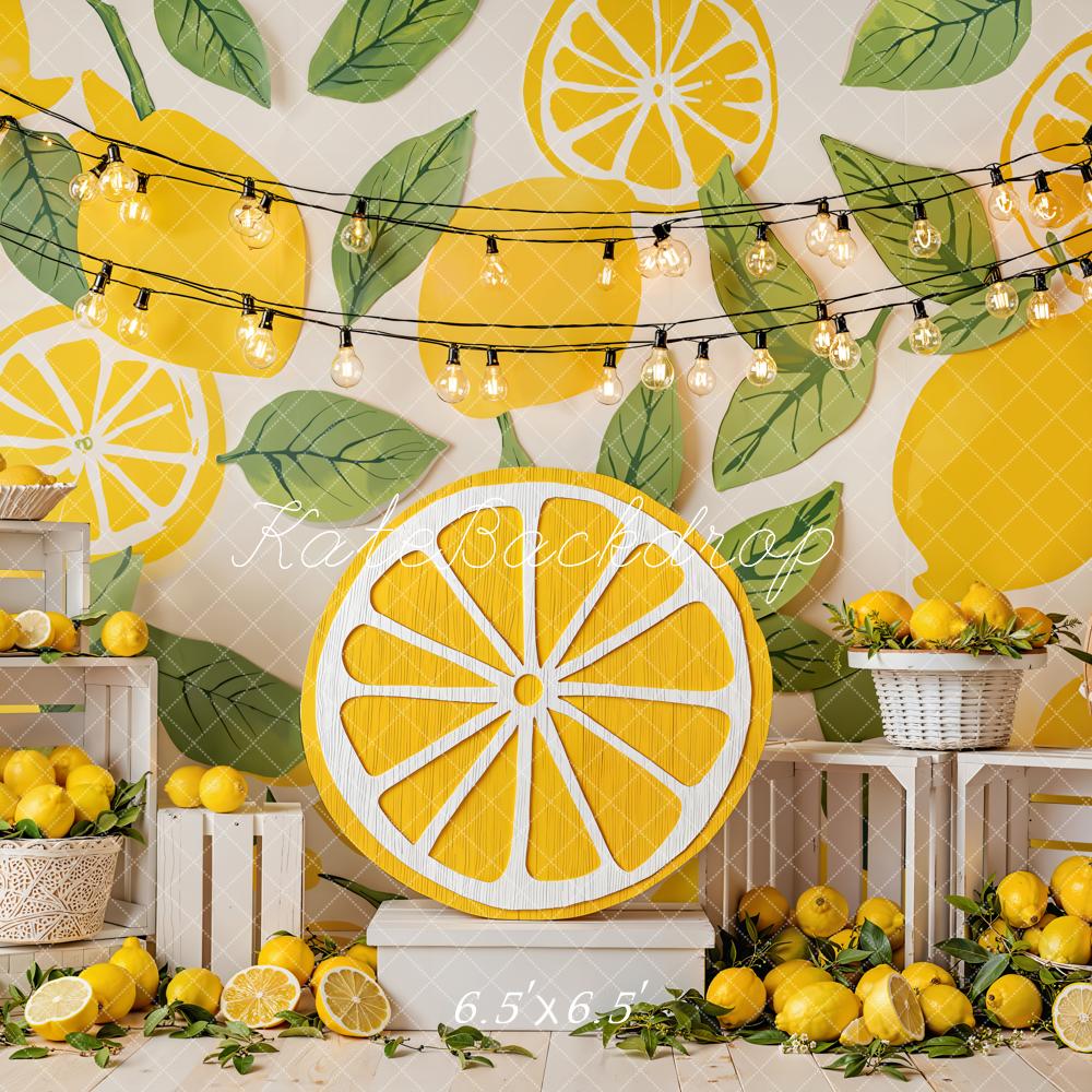 Kate Lemon Slice Leaves String Lights Backdrop Designed by Emetselch - Image 2
