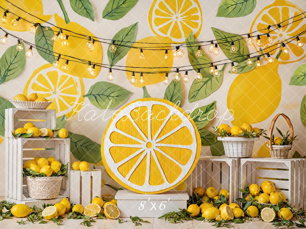 Kate Lemon Slice Leaves String Lights Backdrop Designed by Emetselch - Image 3