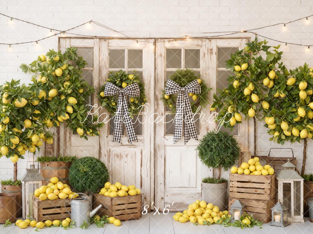 Kate Lemon Tree Wooden Crates Rustic Door Backdrop Designed by Emetselch - Image 3