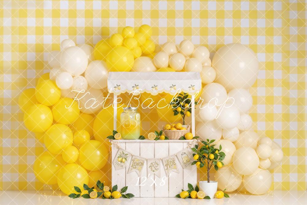 Kate Lemonade Stand Balloons Yellow Fleece Backdrop Designed by Emetselch - Image 4