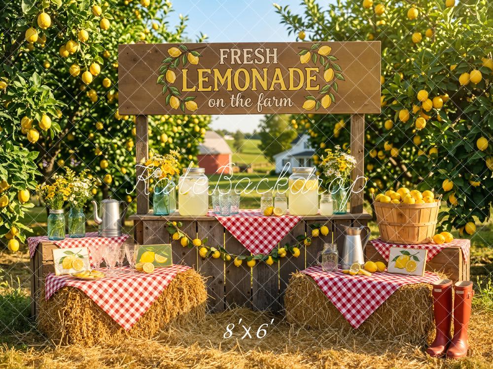 Kate Summer Lemonade Stand Hay Bales Orchard Backdrop Designed by Emetselch - Image 3