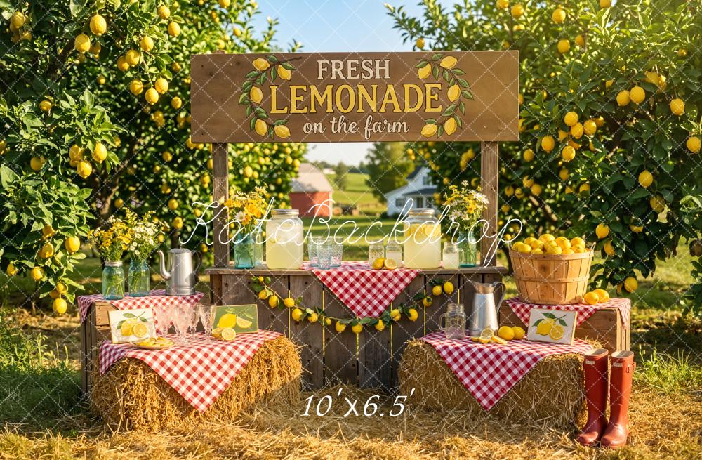 Kate Summer Lemonade Stand Hay Bales Orchard Backdrop Designed by Emetselch - Image 4