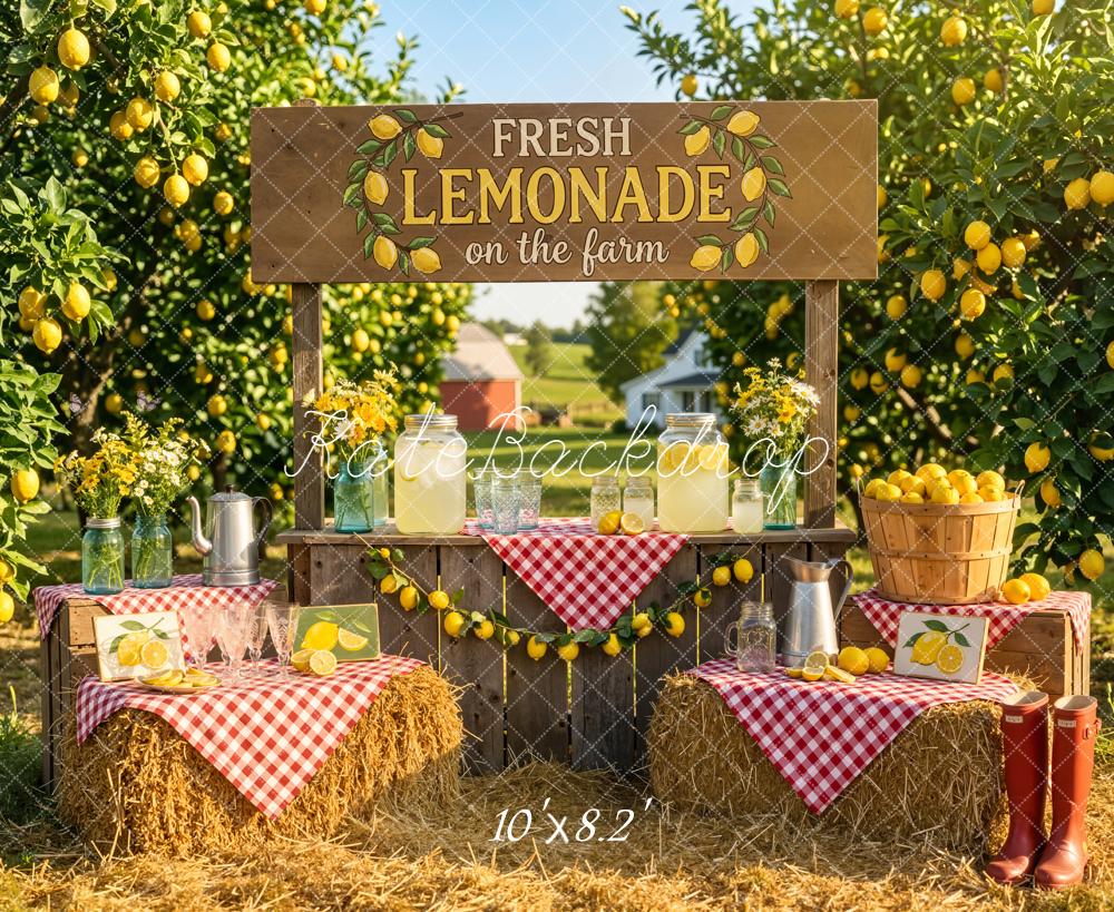Kate Summer Lemonade Stand Hay Bales Orchard Backdrop Designed by Emetselch - Image 6